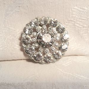 Vintage Multi Rhinestone Round Brooch